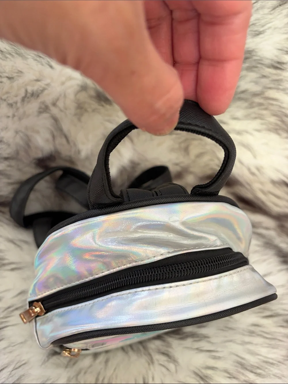 Star Wars Grogu Baby Joda Holographic Silver Mini Backpack